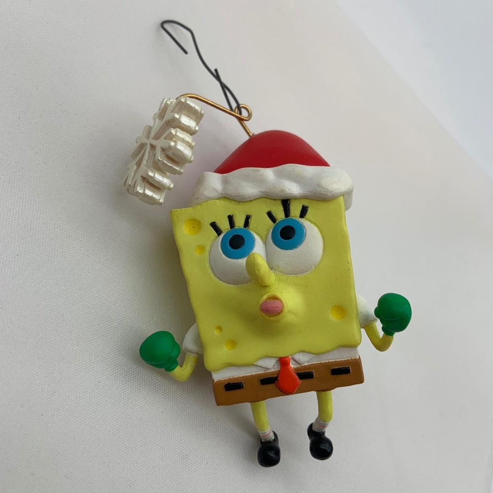 Nickelodeon Spongebob Squarepants Santa Hat Winter Snowflake Christmas Ornament
